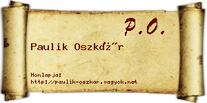 Paulik Oszkár névjegykártya